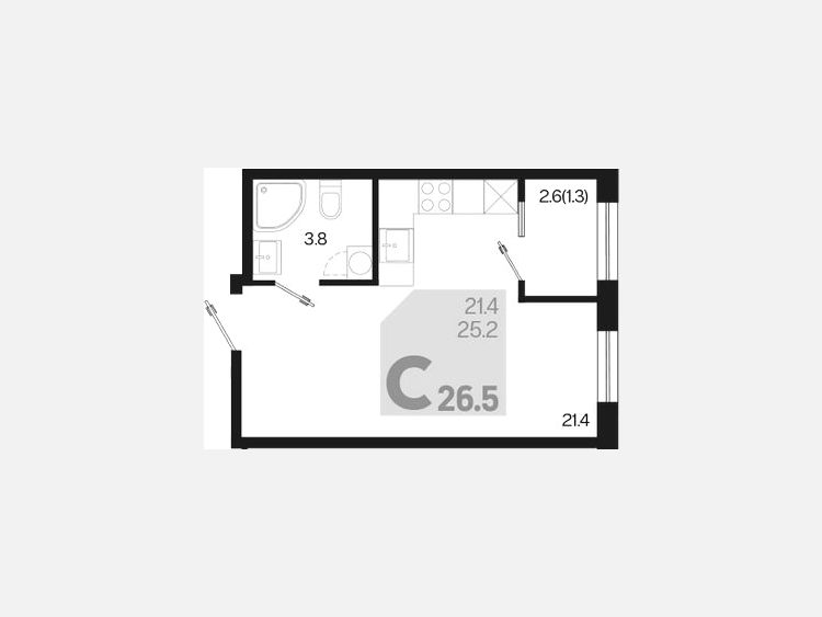 Студия, 26.50 м², 2/18 этаж фото 0