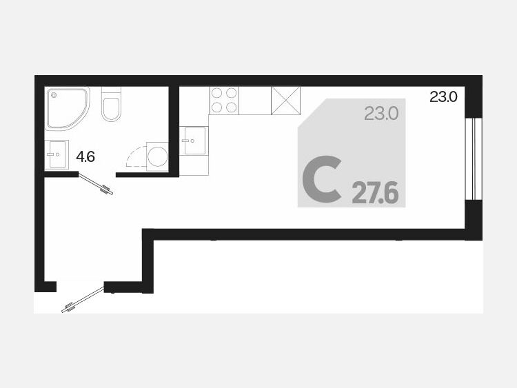 Студия, 27.60 м², 2/18 этаж фото 0