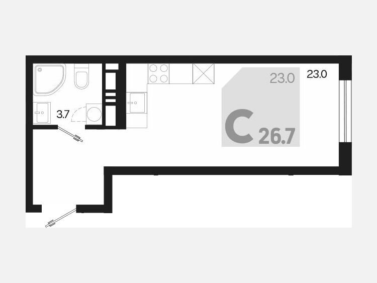 Студия, 26.70 м², 11/18 этаж фото 0