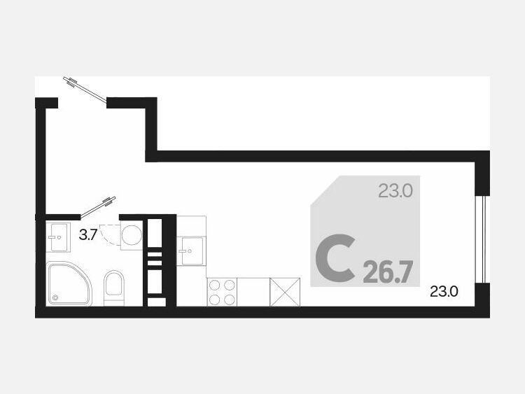 Студия, 26.70 м², 6/18 этаж фото 0