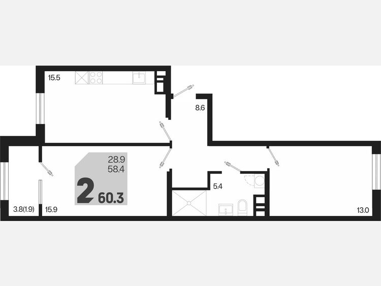 3-комнатная квартира, 60.30 м², 9/9 этаж фото 0