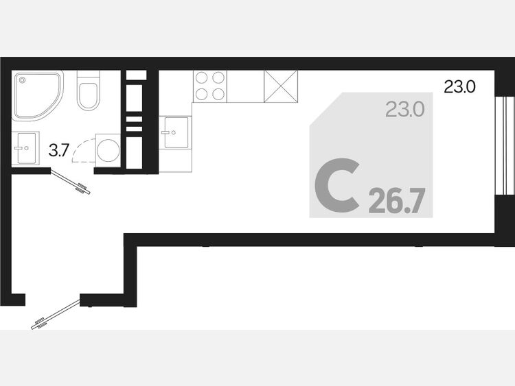 Студия, 26.70 м², 4/18 этаж фото 0