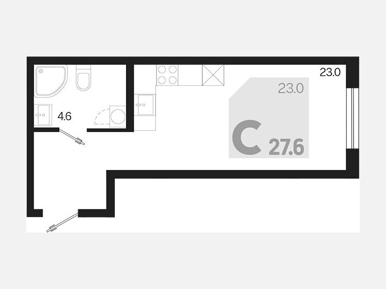 Студия, 27.60 м², 2/18 этаж фото 0