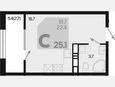Студия, 25.10 м², 11/18 этаж фото 0