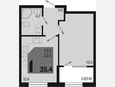 1-комнатная квартира, 35.40 м², 2/9 этаж фото 0