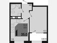 1-комнатная квартира, 35 м², 7/9 этаж фото 0