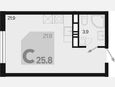 Студия, 25.80 м², 3/9 этаж фото 0