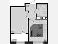 1-комнатная квартира, 35 м², 3/9 этаж фото 0