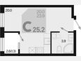 Студия, 25.20 м², 2/18 этаж фото 0