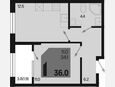 1-комнатная квартира, 36 м², 2/18 этаж фото 0