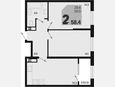3-комнатная квартира, 58.40 м², 16/18 этаж фото 0
