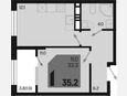 1-комнатная квартира, 35.20 м², 17/18 этаж фото 0