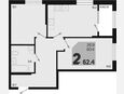 3-комнатная квартира, 62.40 м², 2/18 этаж фото 0