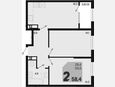3-комнатная квартира, 58.40 м², 3/18 этаж фото 0