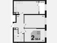 3-комнатная квартира, 58.40 м², 16/18 этаж фото 0