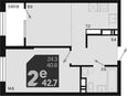 2-комнатная квартира, 42.70 м², 4/18 этаж фото 0