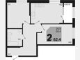 3-комнатная квартира, 62.40 м², 2/18 этаж фото 0