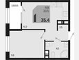 1-комнатная квартира, 35.40 м², 5/9 этаж фото 0