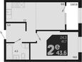 2-комнатная квартира, 43.60 м², 2/18 этаж фото 0