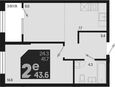 2-комнатная квартира, 43.60 м², 2/18 этаж фото 0
