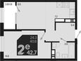 2-комнатная квартира, 42.70 м², 17/18 этаж фото 0