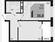 1-комнатная квартира, 36.80 м², 8/18 этаж фото 0