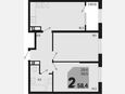 3-комнатная квартира, 58.40 м², 4/18 этаж фото 0