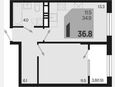 1-комнатная квартира, 36.80 м², 17/18 этаж фото 0