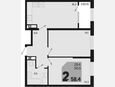 3-комнатная квартира, 58.40 м², 14/18 этаж фото 0