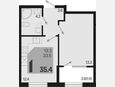 1-комнатная квартира, 35.40 м², 2/9 этаж фото 0