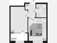 1-комнатная квартира, 35.40 м², 2/9 этаж фото 0
