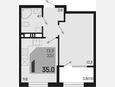 1-комнатная квартира, 35 м², 8/9 этаж фото 0