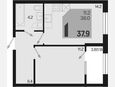 1-комнатная квартира, 37.90 м², 2/9 этаж фото 0