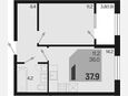 1-комнатная квартира, 37.90 м², 2/9 этаж фото 0