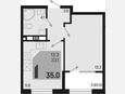1-комнатная квартира, 35 м², 6/9 этаж фото 0