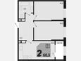 3-комнатная квартира, 60.30 м², 18/18 этаж фото 0