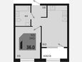 1-комнатная квартира, 36 м², 2/18 этаж фото 0