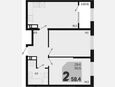 3-комнатная квартира, 58.40 м², 14/18 этаж фото 0