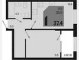 1-комнатная квартира, 37.40 м², 2/18 этаж фото 0