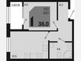 1-комнатная квартира, 36 м², 2/18 этаж фото 0