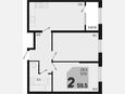 3-комнатная квартира, 59.50 м², 2/18 этаж фото 0
