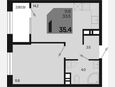 1-комнатная квартира, 35.40 м², 5/9 этаж фото 0