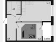 1-комнатная квартира, 37.90 м², 2/9 этаж фото 0