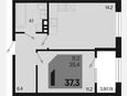 1-комнатная квартира, 37.30 м², 7/9 этаж фото 0