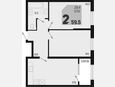 3-комнатная квартира, 59.50 м², 2/18 этаж фото 0