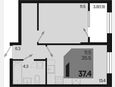 1-комнатная квартира, 37.40 м², 2/18 этаж фото 0