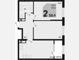 3-комнатная квартира, 58.40 м², 6/18 этаж фото 0