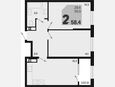 3-комнатная квартира, 58.40 м², 15/18 этаж фото 0