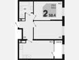 3-комнатная квартира, 58.40 м², 18/18 этаж фото 0