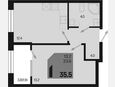 1-комнатная квартира, 35.50 м², 2/9 этаж фото 0